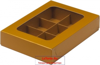 Коробка для 6 конфет - золотая