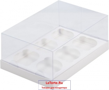 Коробка на 6 капкейков с окном - пластиковый верх