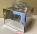 Коробка для торта 26х26х20 с окном и с ручками - серебро