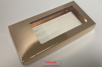Коробка для шоколадной плитки 16х8х2 - золотая